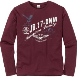 Shirt z długim rękawem i nadrukiem bonprix czerwony klonowy. Czerwone koszulki męskie bonprix, s, z nadrukiem, bez kołnierzyka, z długim rękawem, długie. Za 44,99 zł.
