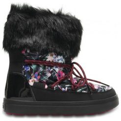 Crocs Śniegowce Lodge Point Graphic Lace Boot W Tropical/Black 37,5. Czarne buty sportowe damskie marki Crocs, z nadrukiem, z gumy, sportowe. W wyprzedaży za 299,00 zł.