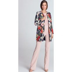 Elegancki długi żakiet w kwiaty - 44. Żakiety damskie e-margeritka.pl, s, w kwiaty, z poliesteru. Za 188,99 zł.