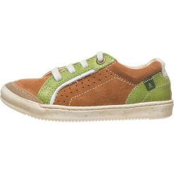Skórzane sneakersy w kolorze jasnobrązowo-zielono-szarym. Szare trampki chłopięce Obuwie dla dzieci, bez wzorów, na sznurówki. W wyprzedaży za 165,95 zł.