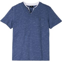 T-shirt melanżowy 2 w 1 bonprix indygo melanż. Niebieskie koszulki męskie bonprix, xl, bez wzorów, bez kołnierzyka, bez rękawów. Za 49,99 zł.