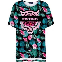 Bluzki damskie: Colour Pleasure Koszulka damska CP-033 259 zielono-różowa r. uniwersalny