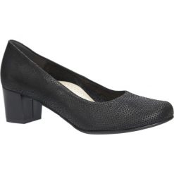 Czarne czółenka skórzane na niskim obcasie Tanex 389/4512. Czarne buty ślubne damskie marki Tanex, na niskim obcasie. Za 229,99 zł.