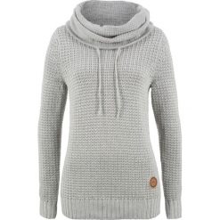 Sweter z golfem bonprix jasnoszary melanż. Szare swetry damskie bonprix, bez wzorów, bez rękawów. Za 99,99 zł.
