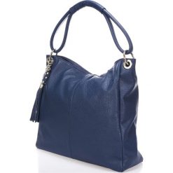 Torebki klasyczne damskie: Skórzana torebka w kolorze granatowym – 35 x 28 x 18 cm
