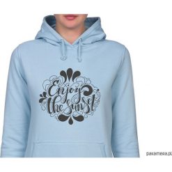 Bluza damska. Enjoy the sunset. Niebieskie bluzy rozpinane damskie Pakamera, z nadrukiem, z kapturem. Za 119,00 zł.