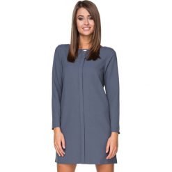 Sukienki: Niebieska Sukienka Elegancka z Plisą na Przodzie