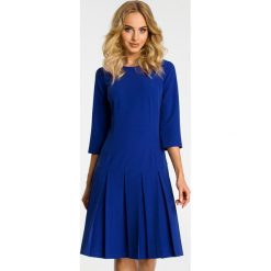 Sukienka z kontrafałdą moe336. Niebieskie sukienki dziewczęce marki Moe, eleganckie, z krótkim rękawem, krótkie, mini. Za 159,90 zł.