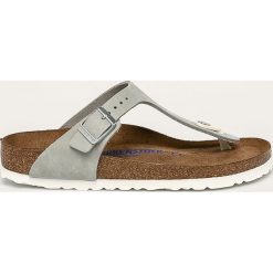 Birkenstock - Japonki skórzane Gizeh. Szare klapki damskie Birkenstock, bez wzorów, ze skóry, bez obcasa, na obcasie. Za 369,90 zł.