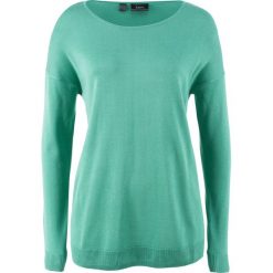 Swetry damskie: Sweter bonprix zielony szałwiowy