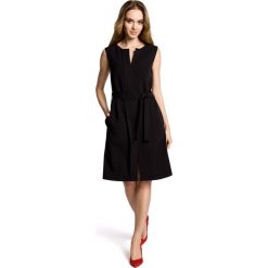 Czarna Wyjściowa Sukienka bez Rękawów z Plisą. Czarne sukienki balowe Molly.pl, do pracy, l, w paski, bez rękawów, midi, oversize. Za 138,90 zł.