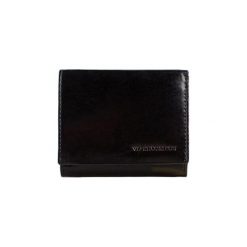 Portfele męskie: Skórzany portfel w kolorze czarnym – (S)10,5 x (W)9 cm