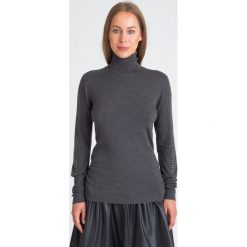 SZARY SWETER LIU JO. Szare swetry damskie s, z aplikacjami, z materiału. Za 344,50 zł.
