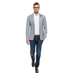 Marynarki męskie: marynarka folly granatowy slim fit