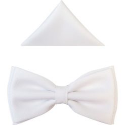 Biała szeroka mucha męska z poszetką B50. Białe muszki męskie Modini Moda Męska, na co dzień, bez wzorów, z tkaniny, eleganckie. W wyprzedaży za 49,50 zł.