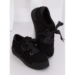 Trampki czarne LINA. Czarne buty sportowe damskie FunKee.pl, bez wzorów, z zamszu, sportowe. Za 83,99 zł.