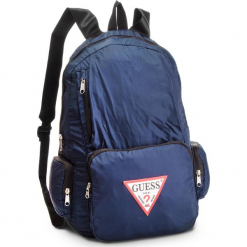 Plecak GUESS - HM6387 NYL81 DARK BLUE. Niebieskie plecaki damskie Guess, z aplikacjami, z materiału, sportowe. Za 289,00 zł.