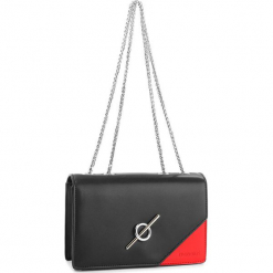 Torebka MONNARI - BAG8220-020 Black With Red. Czarne torebki klasyczne damskie Monnari, bez wzorów, ze skóry ekologicznej, klasyczne, na ramię, bez dodatków. W wyprzedaży za 129,00 zł.