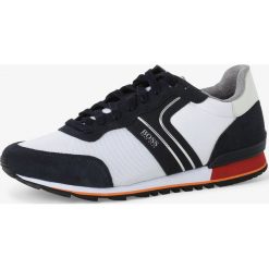 BOSS - Tenisówki męskie z dodatkiem skóry – Parkour, biały. Białe trampki męskie Boss, bez wzorów, ze skóry, eleganckie, bez zapięcia. Za 749,95 zł.