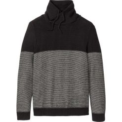 Sweter z szalowym kołnierzem bonprix jasnoszary melanż - czarny. Szare swetry męskie bonprix, s, melanż. Za 54,99 zł.