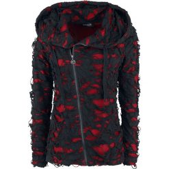 Bluzy rozpinane damskie: Gothicana by EMP Ghost in Rags Bluza z kapturem rozpinana damska czarny/czerwony