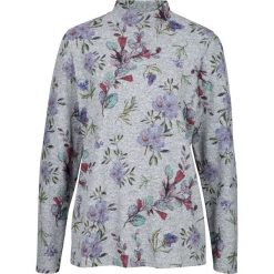 Bluza z polaru i stójką bonprix szary melanż w kwiaty. Szare bluzy damskie bonprix, w kwiaty, z polaru, bez rękawów, bez kaptura. Za 74,99 zł.