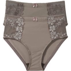 Figi wyszczuplające (2 pary) bonprix brunatny + brunatny - szampan. Pomarańczowe figi damskie marki bonprix, z haftami. Za 55,98 zł.