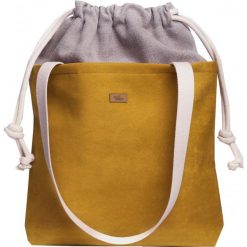 Torebka worek "DUOBAG", kolor zgaszony żółty. Żółte torebki worki damskie me&BAGS, bez wzorów, z tkaniny, duże, bez dodatków. Za 219,00 zł.