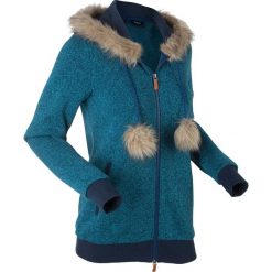 Bluzy damskie: Bluza dzianinowa z polaru, długi rękaw bonprix ciemnoturkusowy melanż