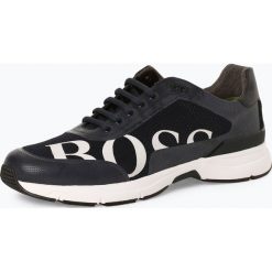 BOSS Athleisure - Tenisówki męskie z dodatkiem skóry – Velocity_Runn_logo2, niebieski. Niebieskie trampki męskie BOSS Athleisure, z nadrukiem, ze skóry, bez zapięcia. Za 849,95 zł.
