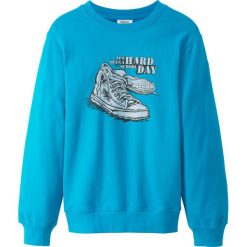 Bluza z nadrukiem bonprix niebieski capri z nadrukiem. Niebieskie bluzy chłopięce bonprix, z nadrukiem, bez rękawów, bez kaptura. Za 37,99 zł.