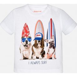 Mayoral - T-shirt dziecięcy 68-98 cm. Szare t-shirty chłopięce marki Mayoral, z nadrukiem, z bawełny, z okrągłym kołnierzem. Za 54,90 zł.