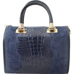 Torebki klasyczne damskie: Skórzana torebka w kolorze niebieskim – 30 x 25 x 19 cm