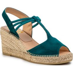 Espadryle KANNA - KV20001 Ante Petroleo. Zielone espadryle damskie Kanna, bez wzorów, ze skóry, bez obcasa, na obcasie. Za 369,00 zł.