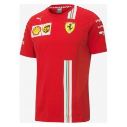 Puma Ferrari SF Leclerc Replica Koszulka Czerwony. Czerwone podkoszulki męskie Puma, m, z nadrukiem, z bawełny, bez kołnierzyka, krótkie. Za 274,95 zł.