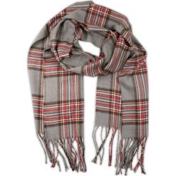 Szaro-Czerwony Jesienno-Zimowy Ciepły Szalik Męski w Kratkę, z Frędzlami SZAEMACSHSTR600160. Szare szaliki męskie Em men's accessories, na zimę, w kratkę, z materiału. W wyprzedaży za 29,00 zł.