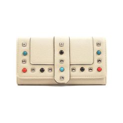 Kopertówki damskie: Skórzana kopertówka w kolorze beżowym – (S)19,5 x (W)10 x (G)4 cm
