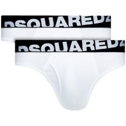 Komplet 2 par slipów Dsquared2 Underwear DCX670030. Białe slipy męskie Dsquared2 Underwear, xxl, bez wzorów, z elastanu. W wyprzedaży za 139,00 zł.