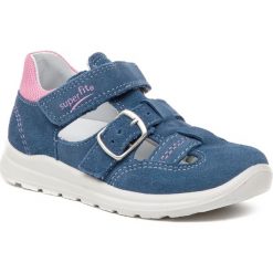Sandały SUPERFIT - 4-00430-81 S Blue/Pink. Niebieskie sandały dziewczęce Superfit, z zamszu, bez zapięcia. Za 219,00 zł.
