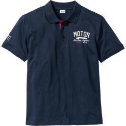 Shirt polo z nadrukiem bonprix ciemnoniebieski. Niebieskie koszulki męskie bonprix, s, z nadrukiem, bez rękawów. Za 44,99 zł.