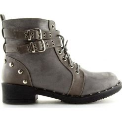 Botki sznurowane szare L3382 Grey. Szare botki damskie ButyModne, ze skóry ekologicznej, bez obcasa, na płaskiej podeszwie, na sznurówki. Za 107,10 zł.