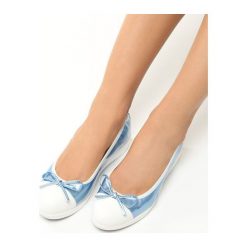 Baleriny damskie: Jasnoniebieskie Balerinki Melton