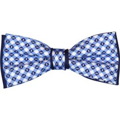 Jedwabna mucha biało niebieska kratka S19. Niebieskie muszki męskie Modini Moda Męska, na co dzień, w kratkę, z jedwabiu, eleganckie. Za 62,10 zł.