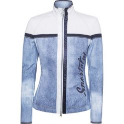 Bluza SPORTALM TIGENS. Niebieskie bluzy damskie Sportalm, z aplikacjami, z tkaniny, bez rękawów, bez kaptura. W wyprzedaży za 980,00 zł.