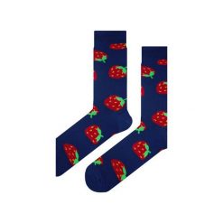 Skarpety niebieskie w truskawki. Niebieskie skarpetki męskie Em men's accessories, z bawełny. Za 29,96 zł.
