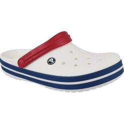 Crocs Crockband 11016-11I 46/47 Białe. Białe klapki damskie Crocs, bez wzorów, z syntetyku, bez obcasa. W wyprzedaży za 149,99 zł.