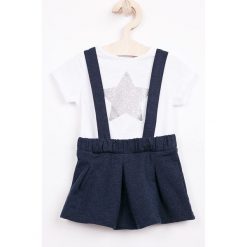Blukids - Sukienka dziecięca + top 68-98 cm. Białe bluzki dziewczęce bawełniane marki Blukids, z nadrukiem, casualowe. W wyprzedaży za 89,90 zł.