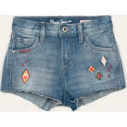 Pepe Jeans - Szorty dziecięce Ivy Craft 128-180 cm. Niebieskie spodenki dziewczęce Pepe Jeans, z haftami, z bawełny, casualowe. W wyprzedaży za 139,90 zł.