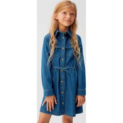 Mango Kids - Sukienka dziecięca Five 110-164 cm. Zielone sukienki dziewczęce Mango Kids, bez wzorów, z bawełny, casualowe, z długim rękawem, długie, maxi, proste. Za 99,90 zł.