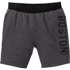 Długie szorty sportowe z nadrukiem bonprix antracytowy melanż. Szare spodenki sportowe męskie bonprix, s, z nadrukiem, z dresówki, sportowe. Za 44,99 zł.